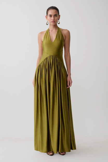 Cypress Halter Maxi Dress Olive