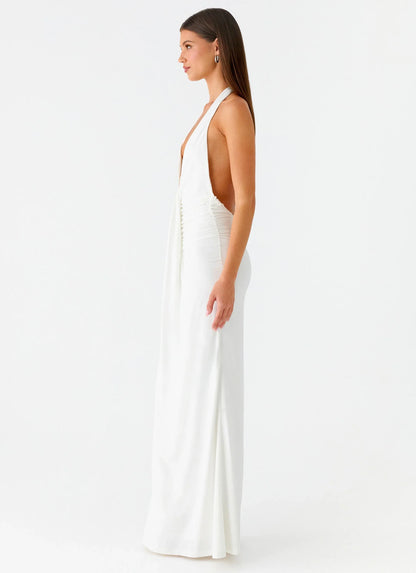 Cheyenne Halter Neck Maxi Dress Ivory