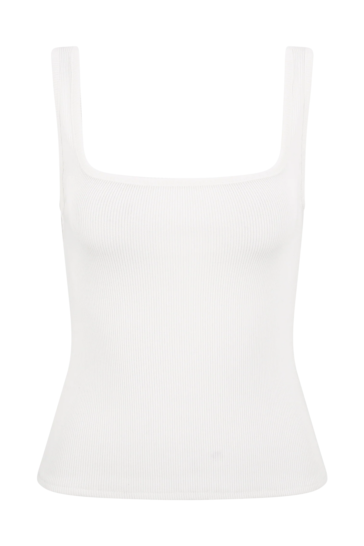 Aisling Ribbed Square Neck Sleeveless Top Ivory