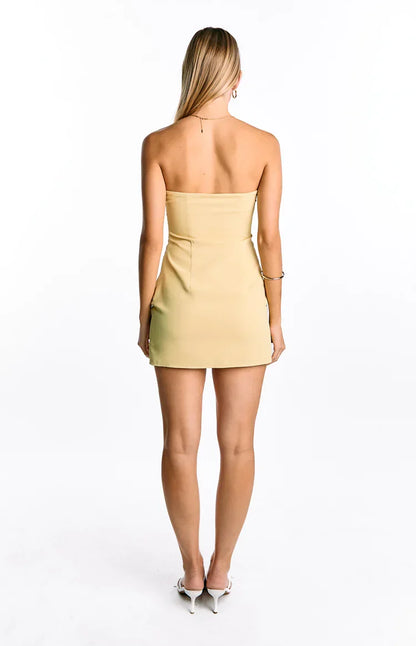 Oliva Butter Yellow Strapless Mini Dress
