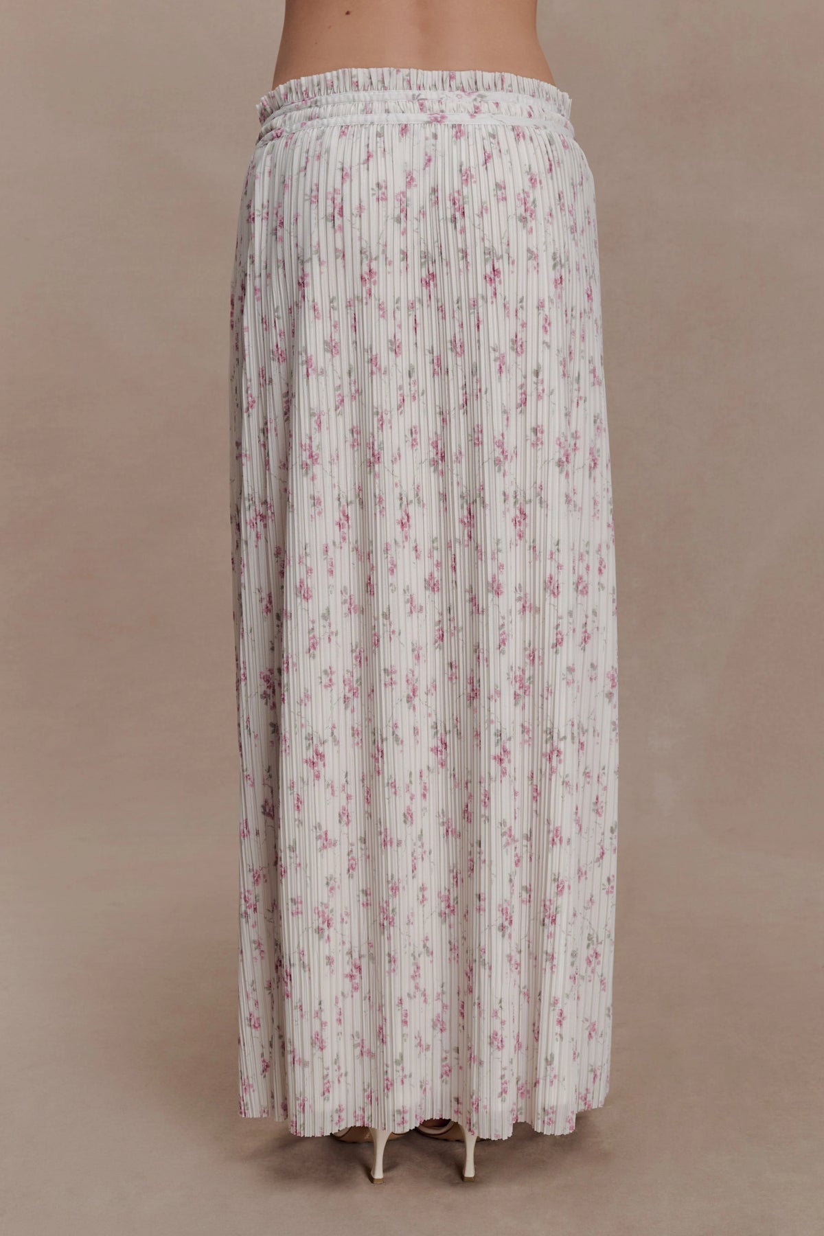 Amaris Gathered Plisse Maxi Skirt Floral Ditsy Print