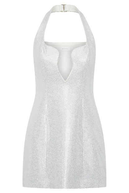 Raina Diamante Halter Mini Dress White