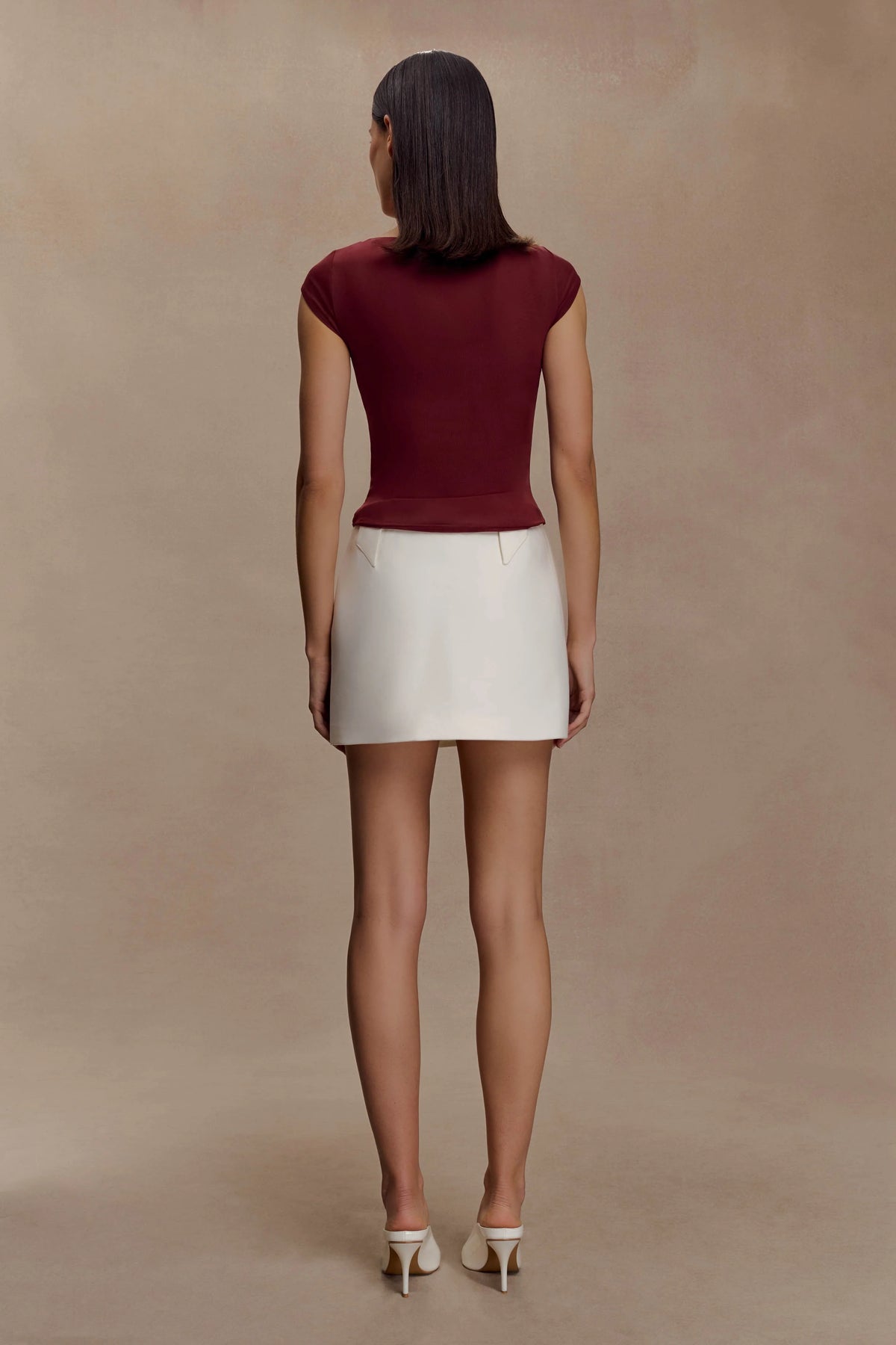 Romana Short Sleeve Mesh Top Burgundy