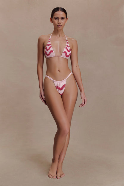 Robyn Beaded Triangle Bikini Top Pink