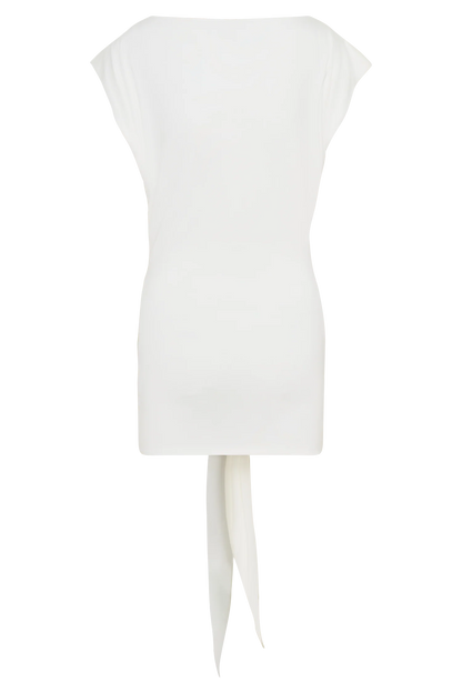 Maiara Shortsleeve Slinky Tie Mini Dress White