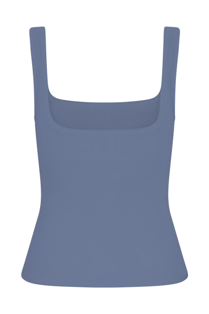 Aisling Ribbed Square Neck Sleeveless Top Cornflower Blue