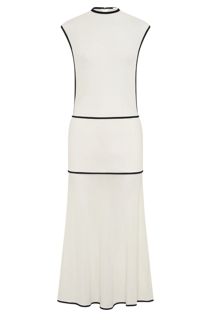 Aris Sleeveless Sheer Maxi Dress Black White