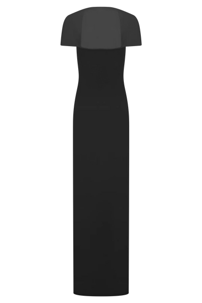 Wyatt Slinky And Mesh Maxi Dress Black