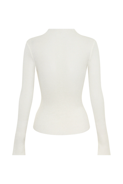 Lawson Wrap Knit Long Sleeve Top White