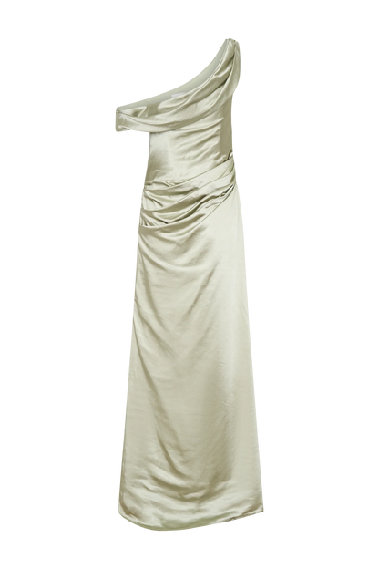 Dalia Off Shoulder Satin Maxi Dress Sage