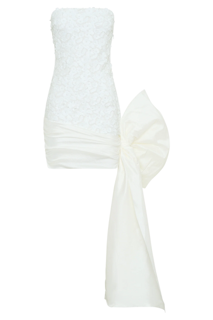 Franka Strapless Bow Mini Dress White