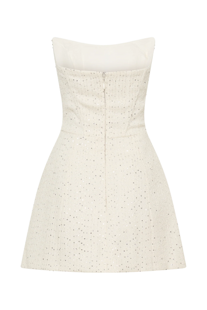 Lorrie Tweed Corset Mini Dress White
