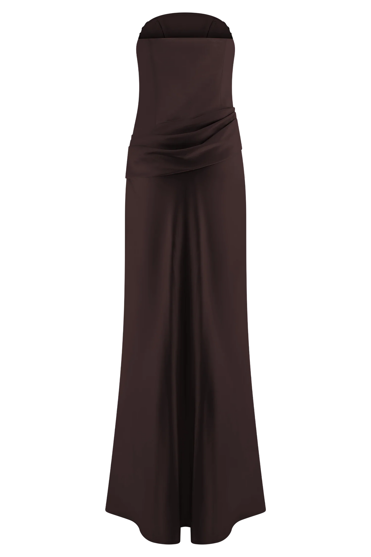 Jasmine Strapless Satin Maxi Dress Dark Chocolate