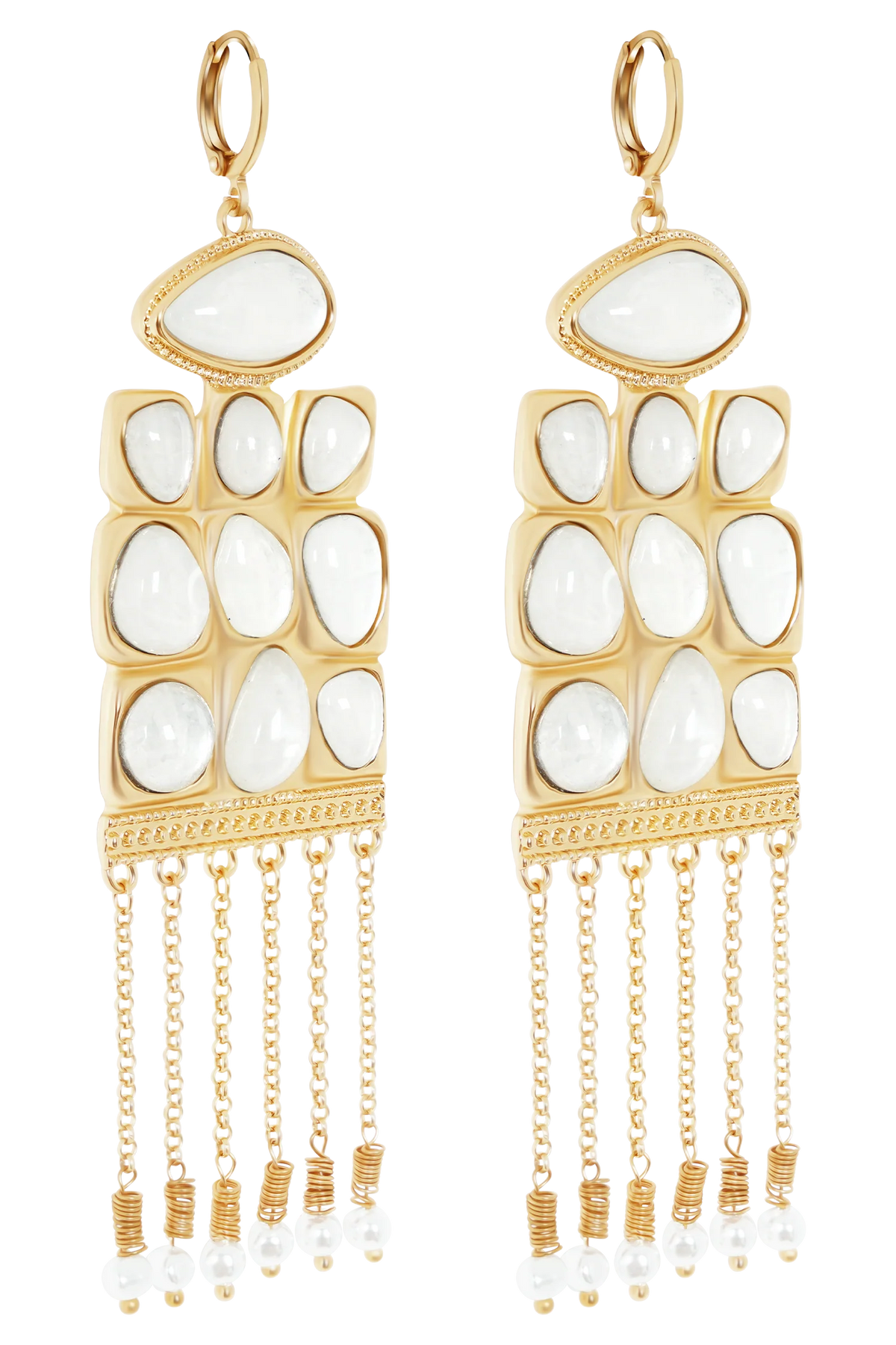 Annika Horizontal Resin Drop Earrings Gold