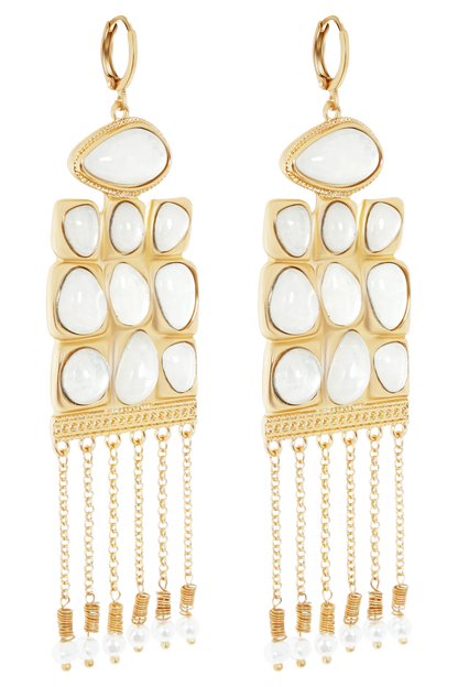 Annika Horizontal Resin Drop Earrings Gold