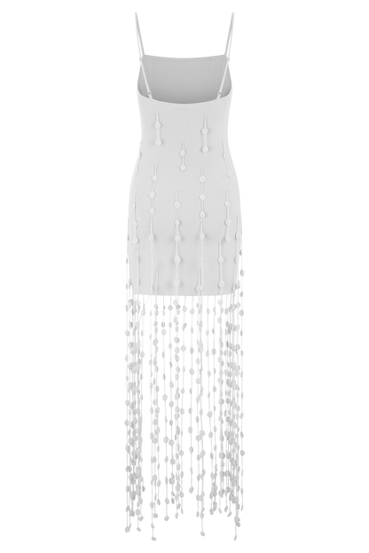 Tove Hand Knit Flower Mini Dress White