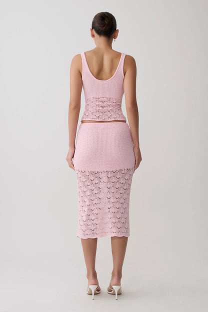 Atlantis Crochet Knit Top Baby Pink
