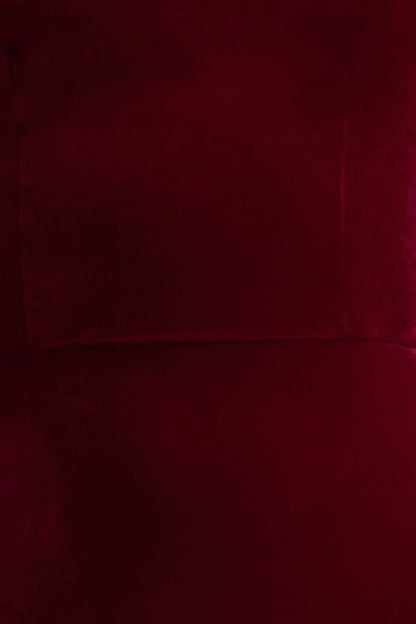 Illusion Burgundy Velvet Bandeau Maxi Dress With Bow Detail
