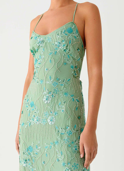 Vietta Sequin Cami Maxi Dress Mint