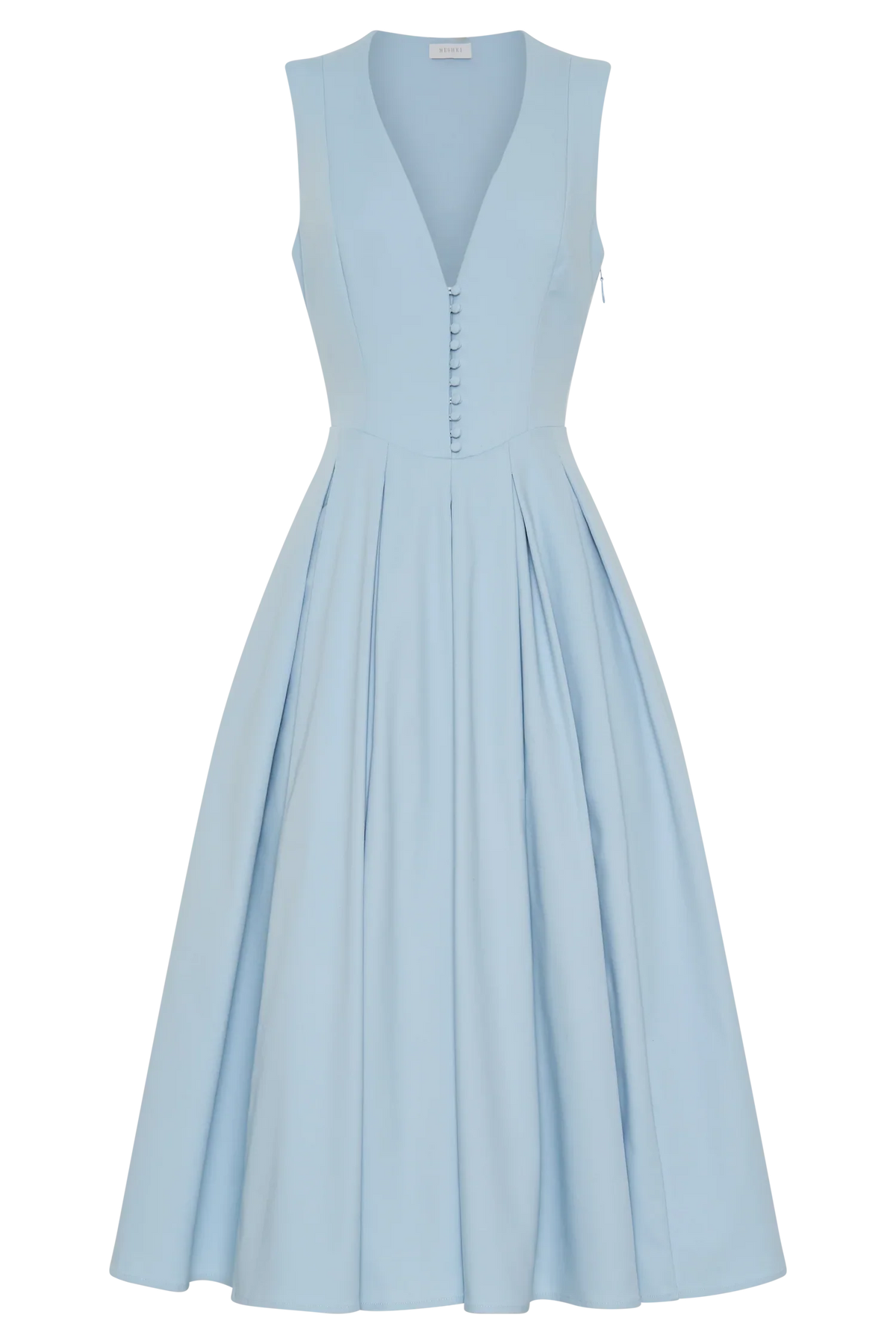 Keely Cotton Sleeveless Midi Dress Sky Blue