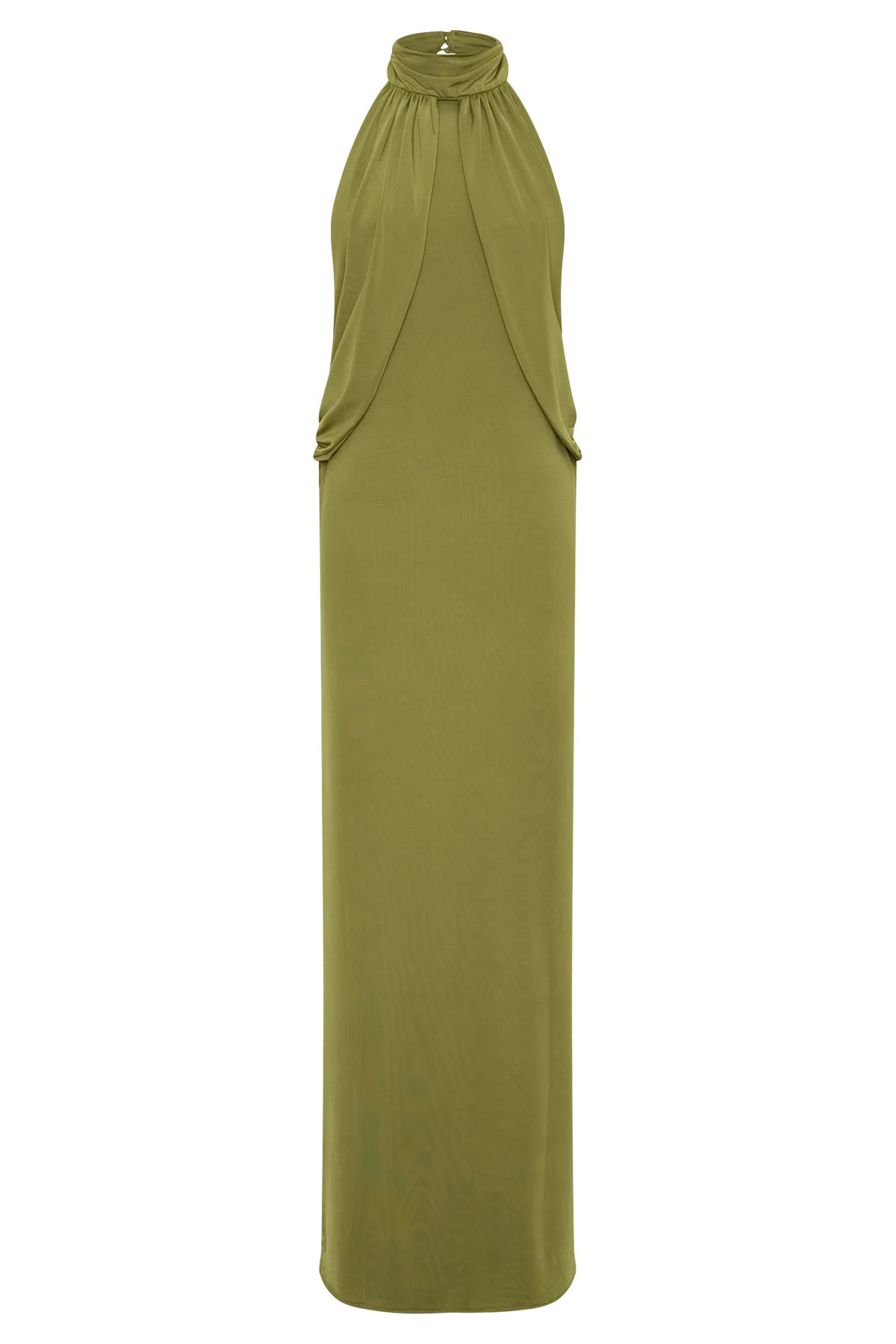 Joan Halter Neck Slinky Maxi Dress Martini Olive