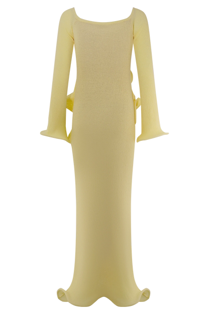 Sandrine Off Shoulder Knit Maxi Dress Lemon