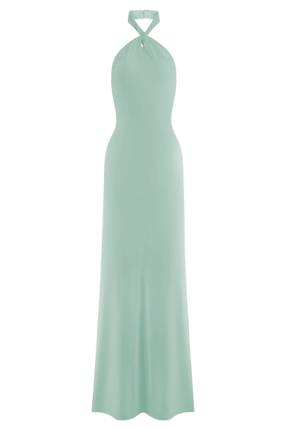 Elyna Slinky Halter Maxi Dress Lagoon
