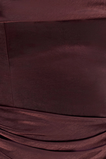 Jasmine Strapless Satin Maxi Dress Dark Chocolate