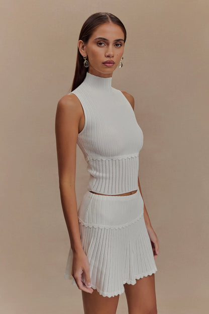 Indy Pointelle Knit Top Ivory