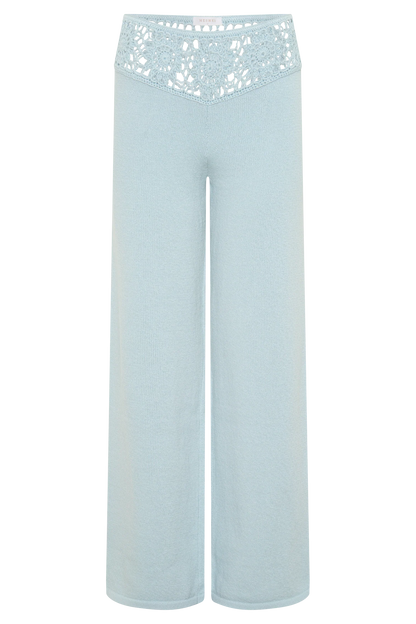 Miley Crochet Waistband Straight Leg Pant Pale Aqua