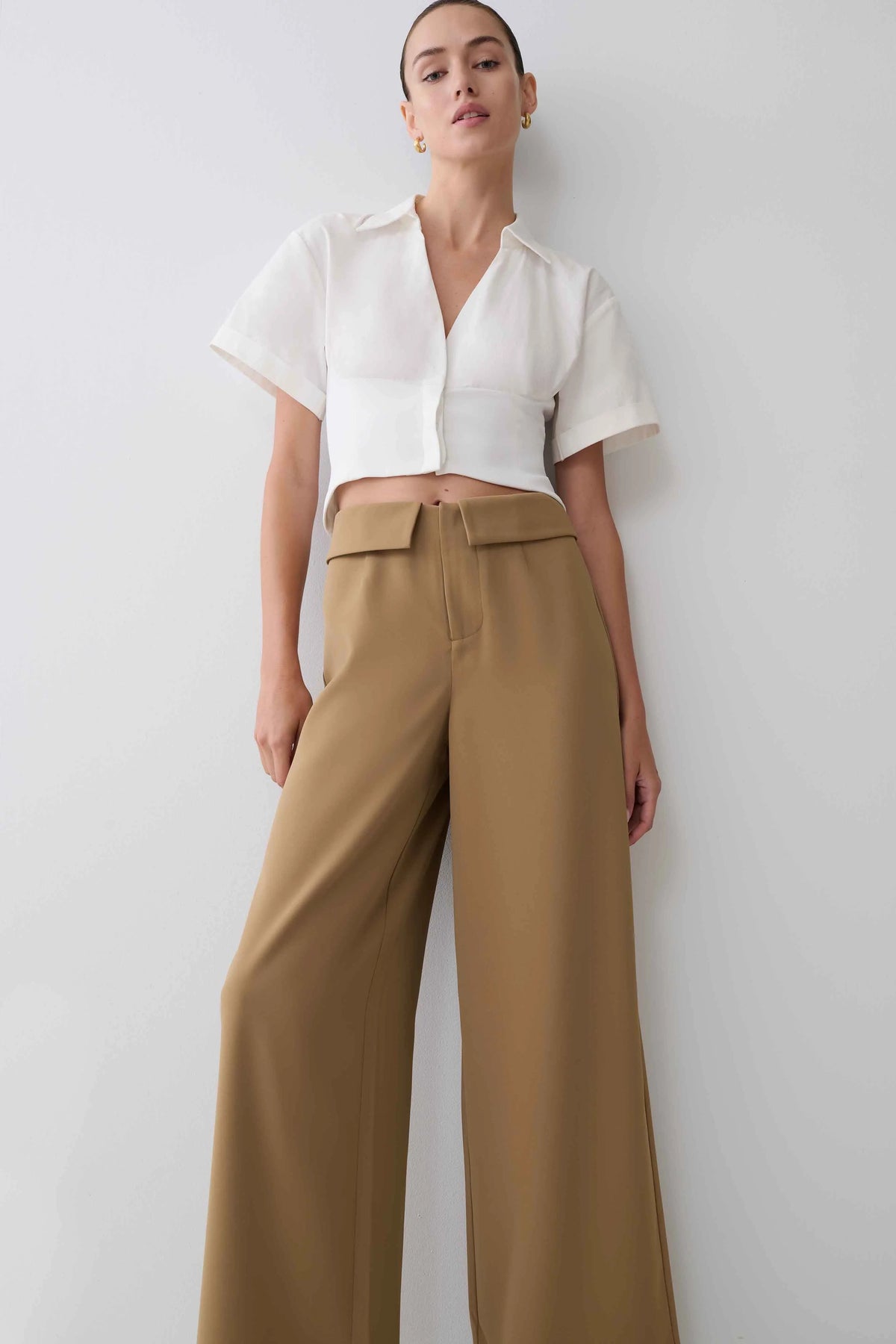 Tanya Wide Leg Suiting Pants Camel