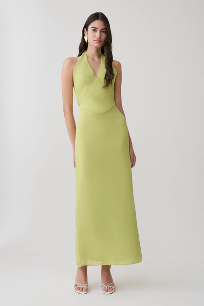 Valentina Chiffon Halter Maxi Dress Pistachio