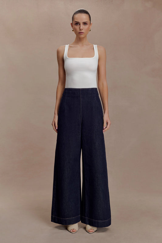 Maral High Waisted Dart Jeans Washed Indigo Blue