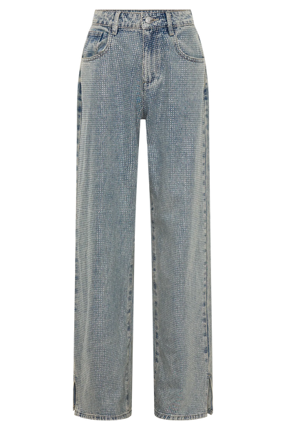 Tyla Diamante Denim Jeans Blue Green