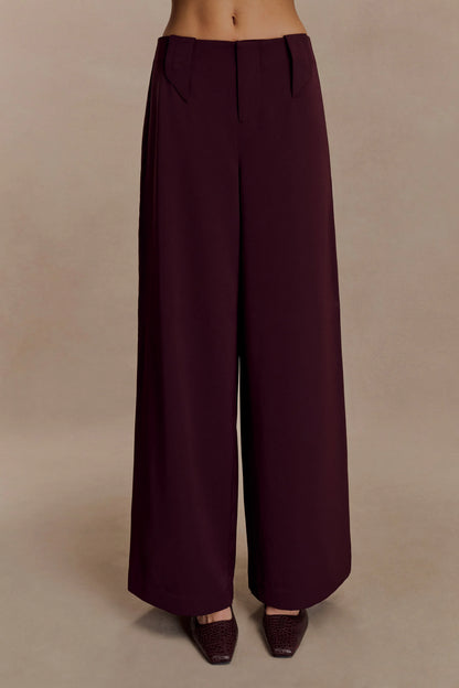 Arlo Wide Leg Suiting Trouser Mahogany