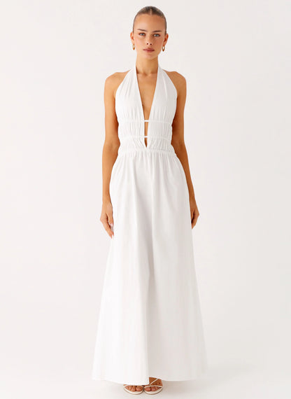 Figaro Halter Maxi Dress White