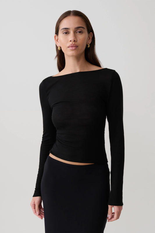 Coraline Long Sleeve Sheer Top Black