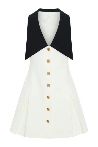 Oli Sleeveless Contrast Mini Dress Ivory Black
