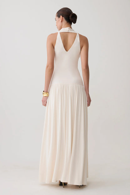 Zsela High Neck Modal Maxi Dress Ivory