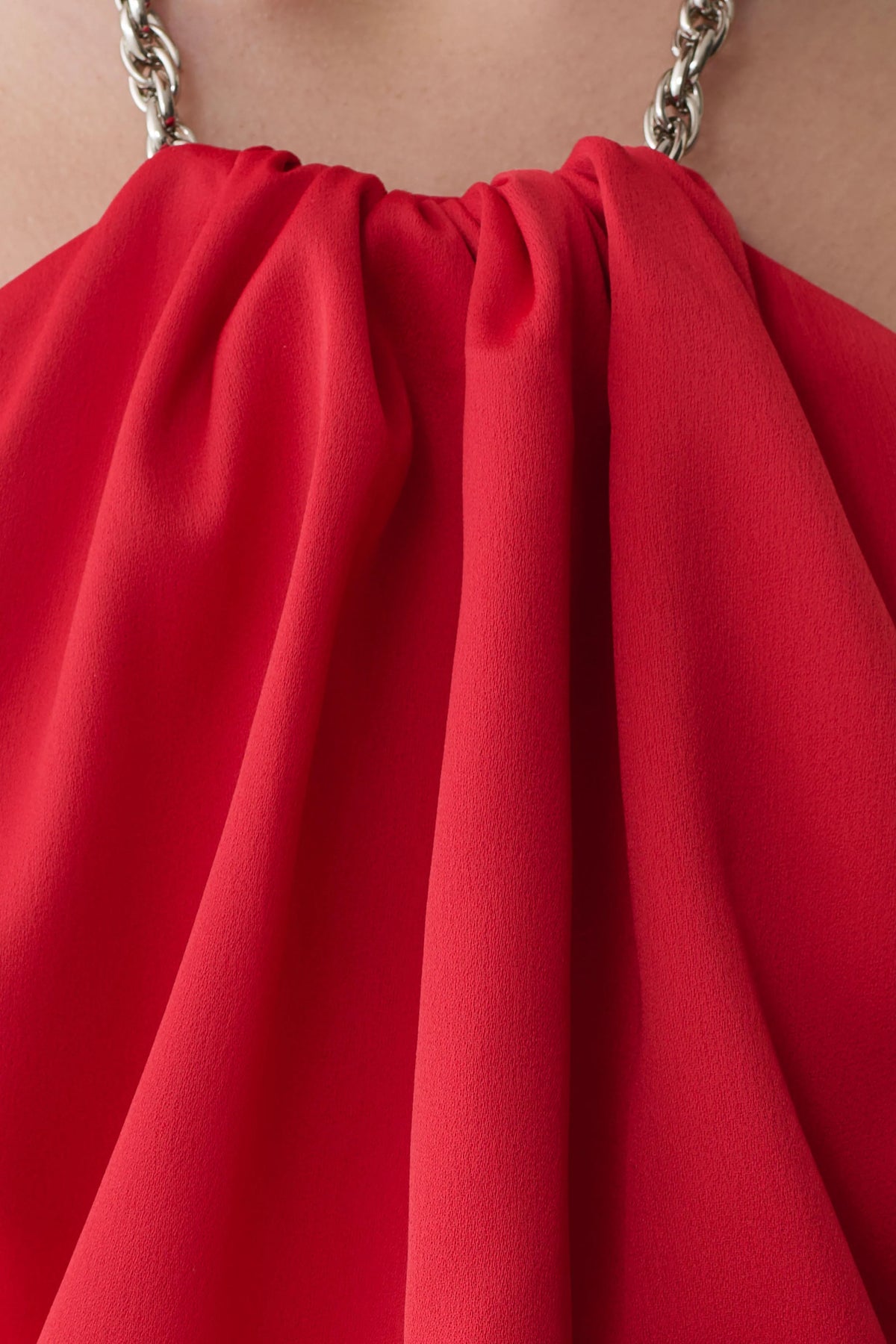 Elina Satin Necklace Maxi Dress Red