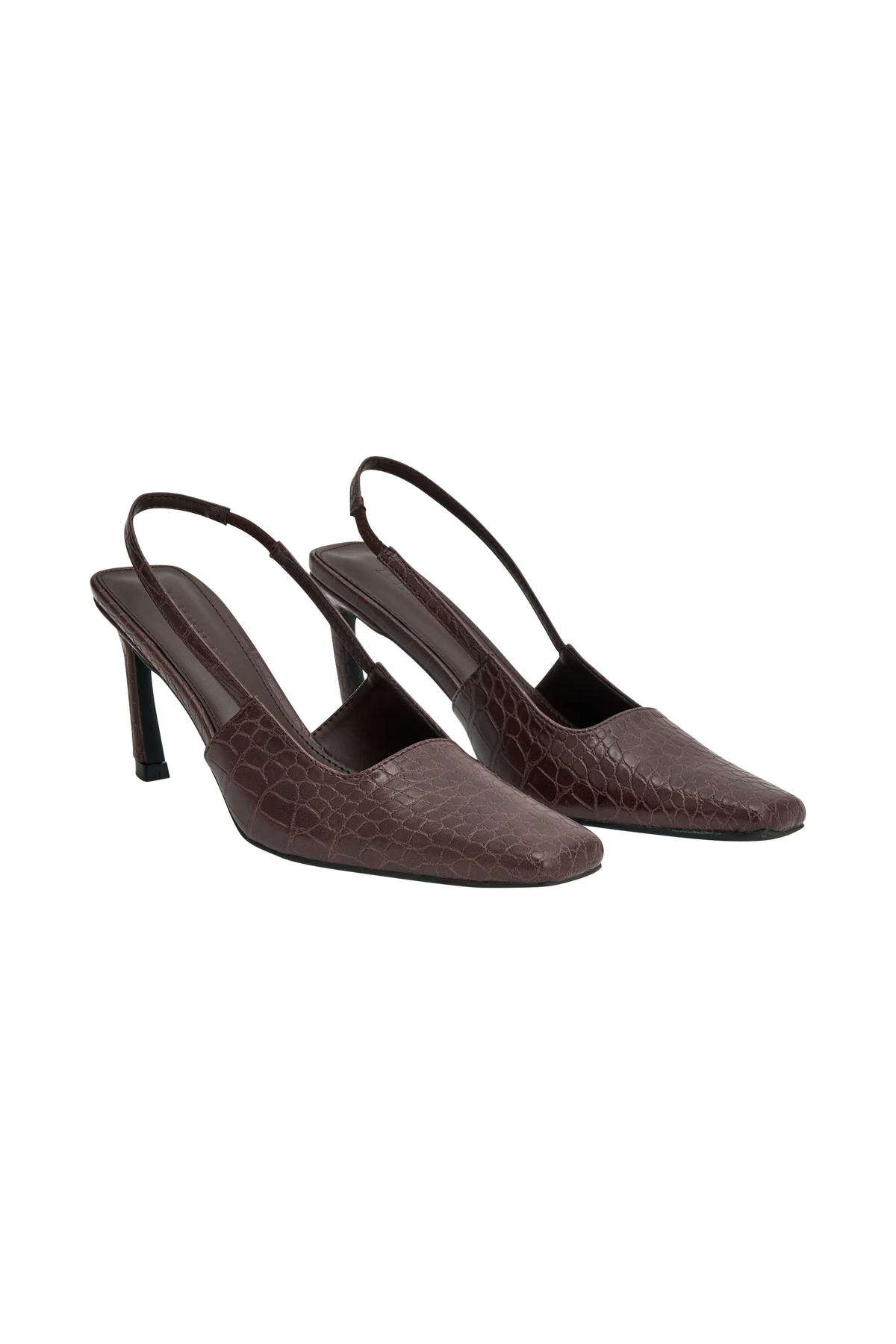 Maren Faux Leather Crocodile Heel Chocolate