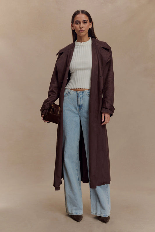 Marc Faux Suede Coat Cocoa Chocolate