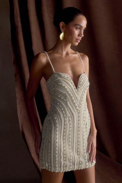Naveena Embellished Mini Dress Silver