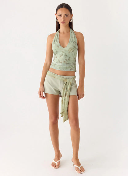 Talk Too Much Halter Top Wispy Fern
