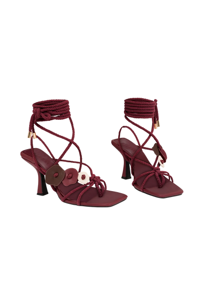 Ezekiel Strappy Sandal Heel Wine
