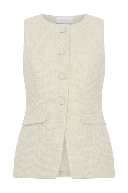 Camilla Boucle Sleeveless Vest Ivory