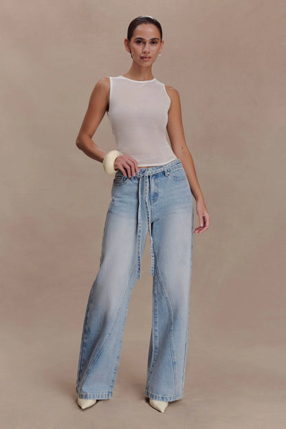 Dollie Sheer Knit Tank Top Ivory