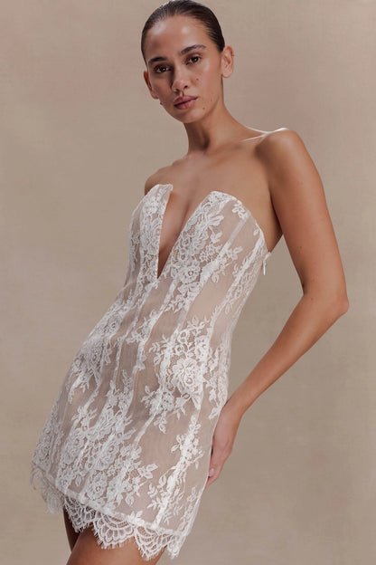 Zoey Lace Corset Mini Dress Ivory