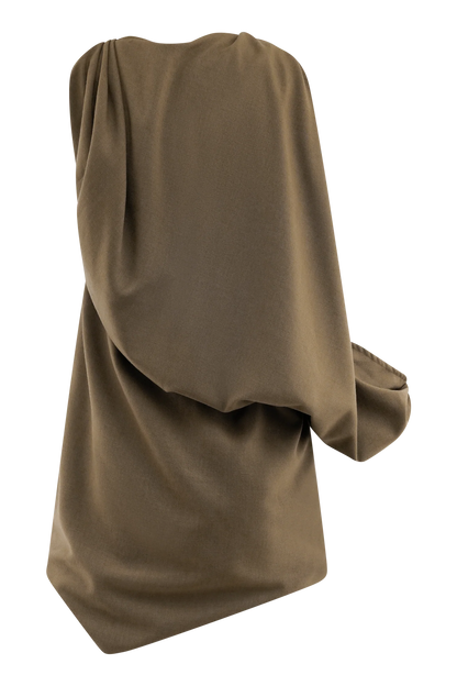 Gabriella Draped Mini Dress Light Brown Marle
