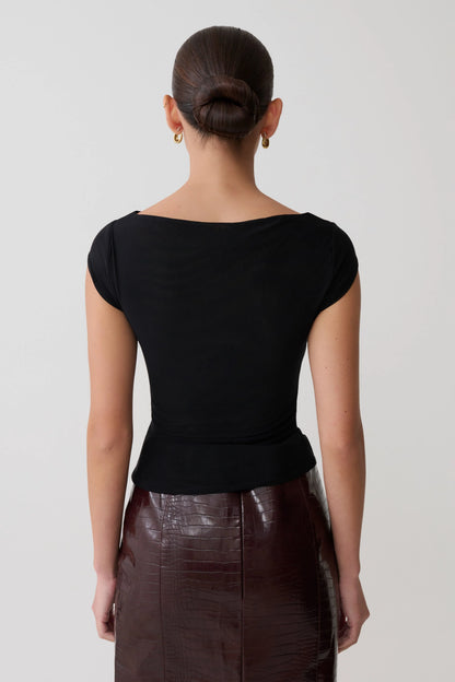 Romana Short Sleeve Mesh Top Black